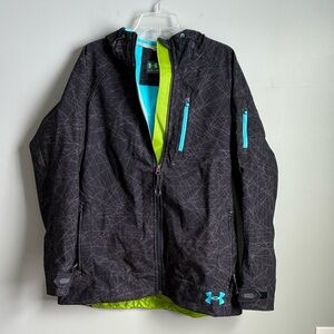 Under Armour Black Ski Jacket with Blue and Green Accents